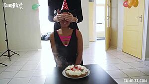 Dutch birthday girl swallows seven jizzloads in surprise cum party