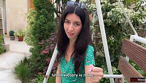 Hottie Feels Shame Walking with Cum on Face After Losing Game