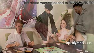 Friends Freely Use Teen 18+ Girl Right in Front of Her Step Dad