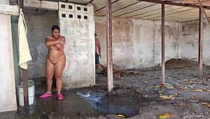 My stepmother catches me watching her outdoor shower.