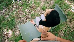 pov bts freeuse jerking on ponytail brunette during her meditation - huge free use facial