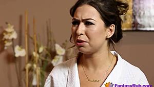 Sexy babe gives perfect massage and gets cock