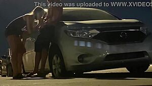 Cuckold Uses Gloryhole And Gets Caught Outdoors