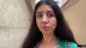 Hottie Feels Shame Walking with Cum on Face After Losing Game