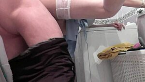 Neighbor surprises wife during shower.