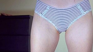 Schoolgirl tries cotton panties