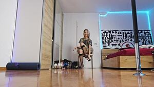 I showcased my high heels in a glamorous fashion show with short hair and socks