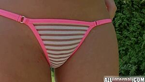 All internal hanna sweet receives sperm load in pussy after oiling up. She moans in ecstasy.