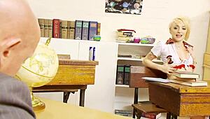 Farrah Fox slides wet pussy up and down thick professor dick, bent over doggystyle