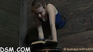 Bound Babe's Vagina Depraved Toy In Rough Bondage