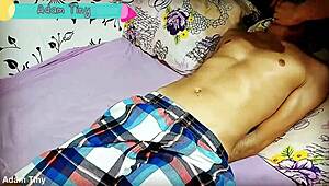 Cheating Wife Ties Up And Jerks Off Husband's Best Friend