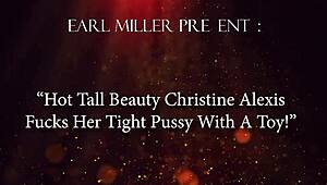 hot tall beauty christine alexis fucks her tight pussy with a toy outdoors