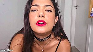 Brunette Latina Submissive Uses Toys And Blowjobs To Please Her Master