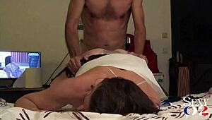 French Slut In White Satin Dress Satin Panties Garter Belt Heels And Stockings Blowjob Rimming Doggystyle Fuck Dirty Talk