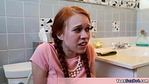 very skinny redhead teen 18+ gets rough fucked in tight pussy by big cock