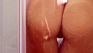 Sarah Palmer and Dominic Ross are fucking hard in the bathtub, with teasing striptease and cumshot facial