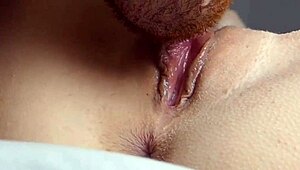 Teen amateur licks wet pussy to orgasm in close-up