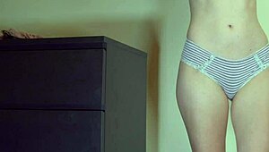 Schoolgirl tries cotton panties