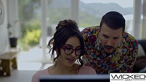 After my hot nerdy big tittied gf helped me, I fucked her hard in multiple positions