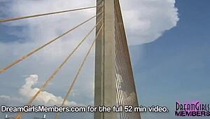 Topless in convertible over skyway bridge