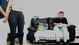 Stepfather Intensely Tests Son's Girlfriend In Humiliating Cuckold Scene