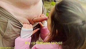 Flexible girl gets roughly banged in public forest with group facial