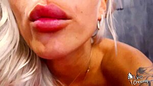 Teen girl sensually licks balls to oral creampie closeup