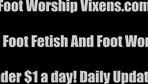 Hot ebony dominates with intense foot worship and jerk off instructions