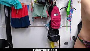 Nerdy Shoplifter Feels Officer Punishment