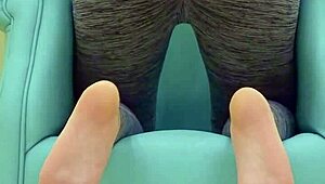 Teen babe teases her sugar daddy during workout photoshoot