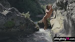 Skinny Brunette Nude Czech Milf Anetta Keys Flashes Wet Pussy Outdoor