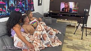 Colleague From Gym Visits For Movie But Ends Up Riding Cock For Milk In Mouth