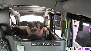 big tits woman tricked into anal banging by fake driver in public outdoor spot