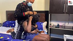 Hot sex at the neighbors house when the cuckold husband is not there