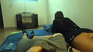 Stepsister and I watch movie alone, she sucks my cock.