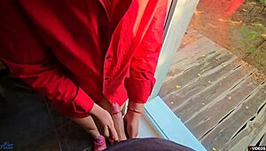 Step Sister Helps Step Brother Cum Quick In Her Panties While Step Mom Waits In Car