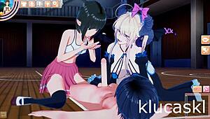 Boy with succubus and elf fucking at school