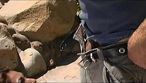 lena rides the cock outdoors before receiving a facial cumshot