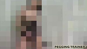 bend over so i can stretch your ass with my strapon in this femdom scene