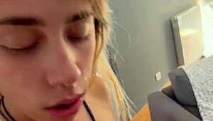 Intense Blowjob from Slutty Blonde Who Loves Swallowing Cum Deepthroat