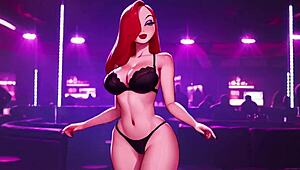 jessica rabbit doing striptease, teasing those big boobs?