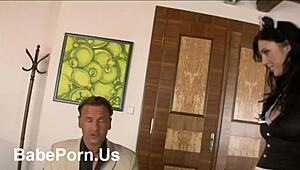 the cleaning lady was bent over and fucked roughly by the boss in the house