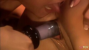 enthralling lesbian whores eat pussy and fuck with dildos on a pirate ship set