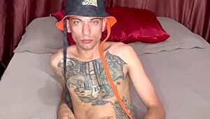 Thiago Kelton explores a silicone ass in the bedroom.