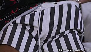 Redhead shemale ariel demure receives blowjob before drilling her black stepson 😈