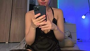 watch her play with her pink pussy on webcam, getting wet and squirting