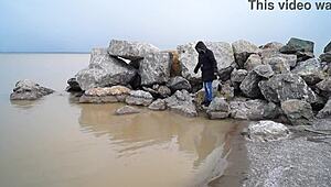 Milf pisses in the sea with hairy pussy outdoors amateur compilation