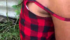 Teen Brunette's Wild Outdoor Encounter With Intense Blowjob And Fucking