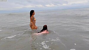 Brunette milf and amateur engage in interracial fucking with handjob, anal, and cum for sucking.