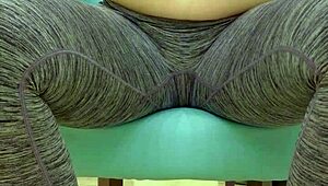 Teen babe teases her sugar daddy during workout photoshoot